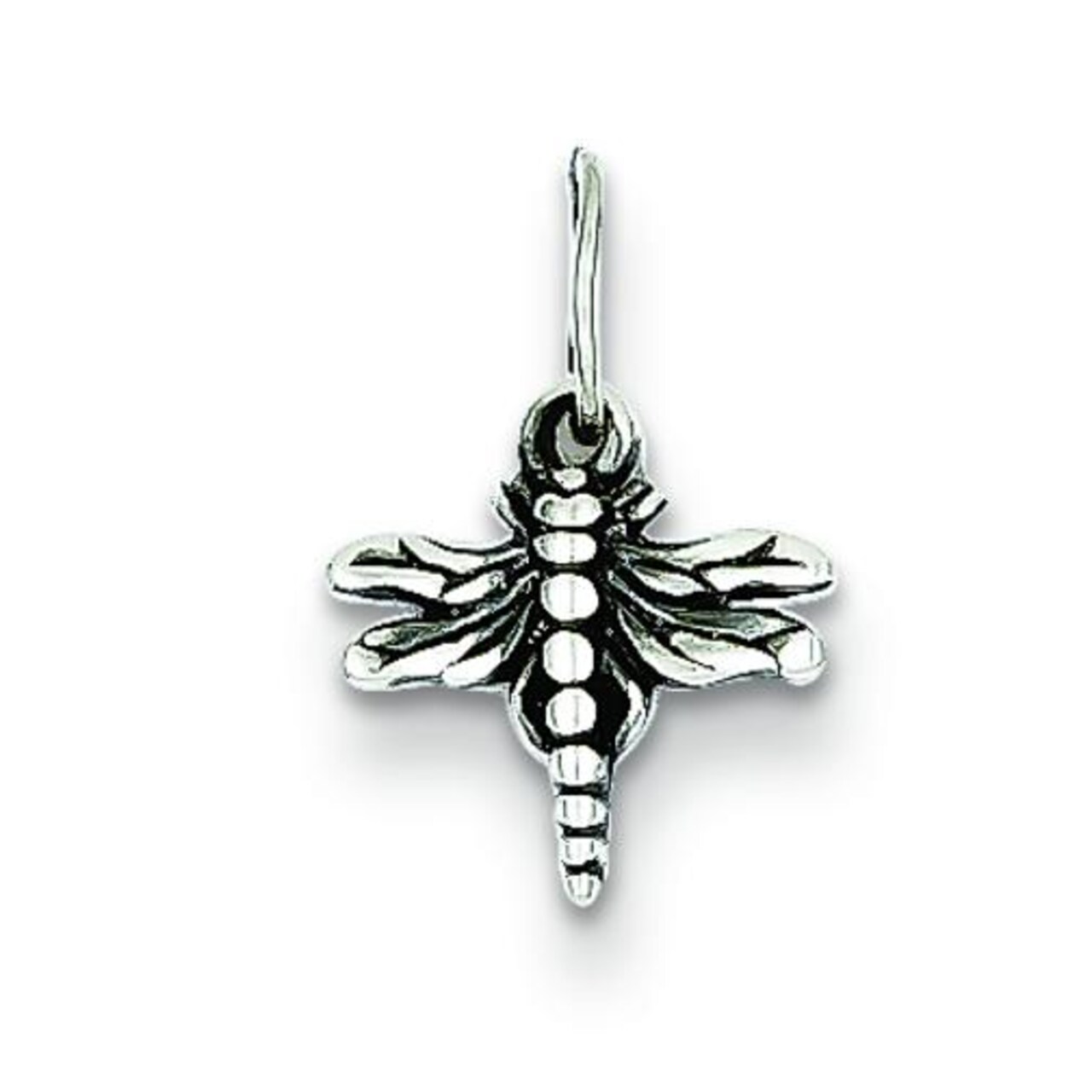 Sterling Silver Antiqued Dragonfly Charm &#x26; 18&#x22; Chain Jewerly 14mm x 9mm